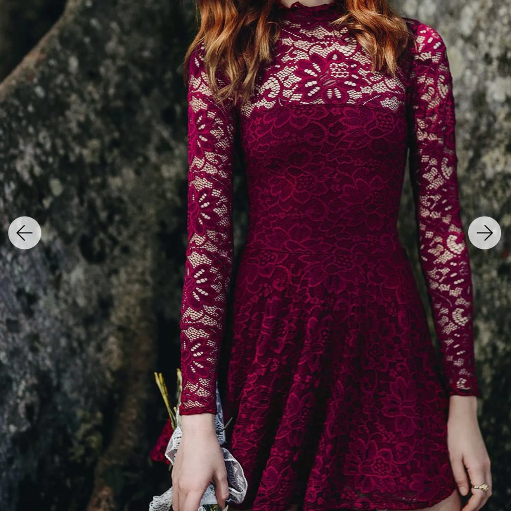 Blackmilk Wine Lace Long Sleeve Dress (Size S) NWT RARE!